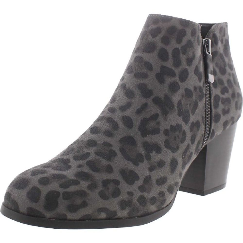 Style & Co. Womens NEW Masrinaaf Gray Suede Block Heel Ankle Booties Shoes